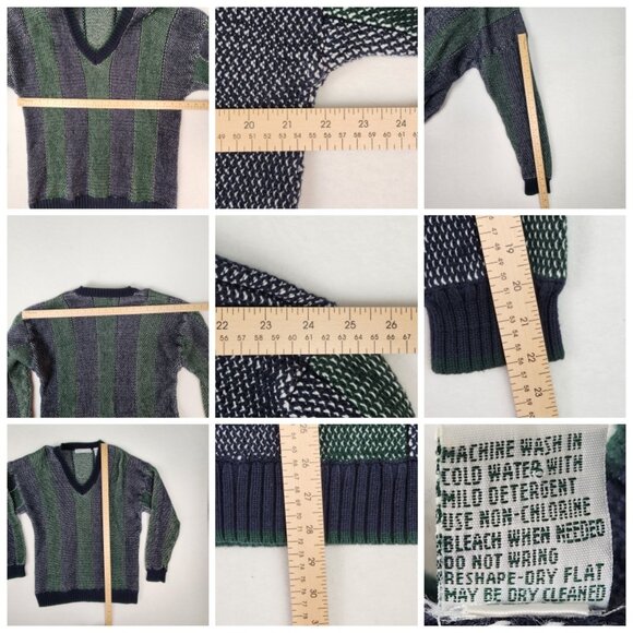 Izod Club Mens V Neck Sweater Size L Green Blue - Picture 8 of 8